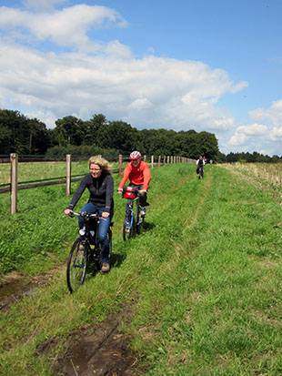 Radreise durch die Auenlandschaften von Ems und Werse Fotos: Radfahrer durch Auenlandschaft
